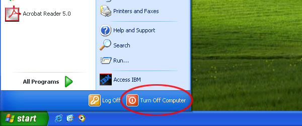start-menu to switch off the computer